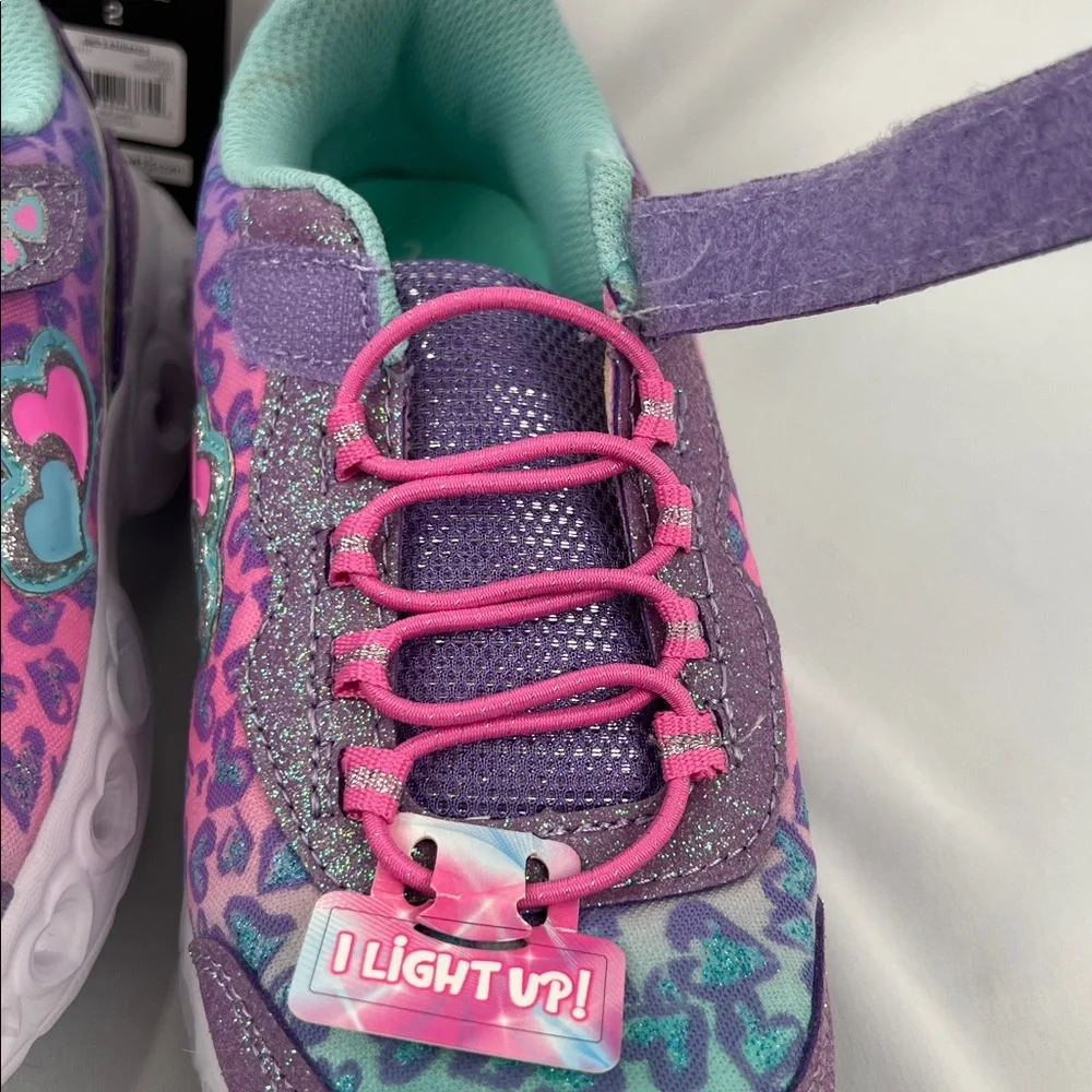 Athletic Works - Girl’s Light Up shoes - Size 2 - Pink Purple Leopard - NWT - Picture 10 of 11